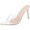 Ulalaza Sandali chiari in PVC femminile trasparente stiletto sexy tacchi a fiocrro di rinestone a punta aperta caviglia alla caviglia a spillo a spillo scintillanti sposa abbigliamento da sposa sandali