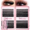 Hzyee Kit di 540 ciglia finte naturali, volumizzanti, fai da te, curvatura a D, 8-16 mm, con rimozione per ciglia e sigillatura e pinzette, per principianti (kit 80, 120, 150, 200D)