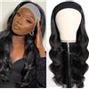 Rebasar Parrucca Donna Body Wave Human Hair Headband Wig Glueless Wig Black 18 Inch | Parrucca Donna Capelli Veri Umani Ondulati No Lace Wear and Go Machine Made Brazilian Virgin Human Hair Wigs 150% Density