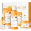 New Irven Set regalo per ragazze adolescenti,set per la cura della pelle con vitamina C,kit da 5pz per la pulizia e la cura della pelle delicata,kit da viaggio con detergente,toner,siero viso,crema