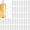 CHIHEUNG 50 bottiglie da viaggio da riempire, 100 ml, in PET trasparente con tappo flip e 8 imbuti, bottiglie di plastica vuote per shampoo, cosmetici, con 8 imbuti