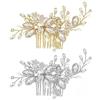 XFSRG 2 Pezzi Pettine Capelli Sposa con Cristalli e Perle Donna Eleganti | Fermaglio Capelli Accessori per Acconciature da Sposa Cerimonia Donna
