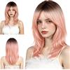 Aomig Parrucca Donna Lunga Liscia Scalata Castano Rosa con Frangia-20IN