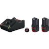 Bosch Professional 12V System Battery Set (2x2.0Ah batteria + caricatore GAL 12V-40 C132, in scatola)