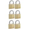 Master Lock 140EURSIX Confezione da 6 Lucchetti con Chiavi in Ottone, Oro, 6 x 4 x 1.3 cm