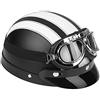 Sorandy Casco Moto Aperto Mezzo Casco in Pelle per Scooter con Visiera Occhiali da Sole Leggero in Pelle Sintetica Fodera Morbida Sciarpa Rimovibile per Motociclisti Moto e Scooter