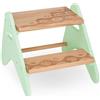 B. toys Peek-A-Boost sgabello per bambini in legno, 2 gradini, menta | Sgabello in legno con 2 gradini e maniglie, per camera, bagno e cucina; 33 x 37 x 28 cm; fino a 70 kg; menta; 2+ anni