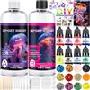 POWZOO Resina Epossidica con Di indurente 1016 ml | Epossidica Trasparente Kit Rapporto 1:1 Starter Kit,con Pigmenti,Glitter,Guanti,Misurini, DIY Gioielli e Decorazioni