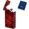 Leikurvo Accendino elettronico USB, accendino elettrico USB, ad arco a LED, doppio arco, con indicatore di batteria, antivento, al plasma, con confezione regalo (venature del legno rosso)
