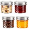 Hejo Confezione da 4 Vasetti Vetro Piccoli da 100 ml/3,4 oz, Vasetti Mason con coperchio e Texture a Griglia, Vasetti per Marmellata Ermetici per Avena Preparata la Sera Prima, Miele, Spezie, Marmel