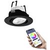 EGLO connect.z Smart Home Led faretto da incasso Saliceto-Z | in alluminio nero, Ø 88 mm, ZigBee, app e controllo vocale, colore della luce, dimmerabile