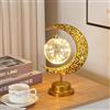 HAOSHICS Luce notturna in legno Eid Crafts, luci da tavolo islamiche a LED luna, decorazione Eid Mubarak fai da te musulmana illuminazione 3D Ramadan Mubarak lampada decorazioni per forniture per feste in casa