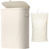 Lifewit Cesto Portabiancheria, Cesta Panni Sporchi con coperchio, Laundry Basket con Plastica Manici, Porta Biancheria Sporca per Bagno, Lavanderia, Camera da Letto, 55 L, Bianco