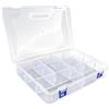 Huba Scatola in plastica trasparente multi griglia, contenitore in polipropilene con scomparti regolabili, per accessori gioielli (29,6 x 19,6 x 5,8 cm)