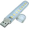 KHIronHive Lampada notturna portatile USB a 8 LED, mini leggera e a risparmio energetico, con guscio in policarbonato, doppia luce, compatibile con power bank, laptop, PC, lettura, campeggio, 100 x 18 x 9 mm