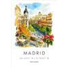 QOGDAF Poster su tela ad acquerello di Madrid, decorazione per camera da letto, ufficio, camera da letto, regalo, 20 x 30 cm