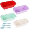 KineticKraft 4 Pezzi Stampo Plumcake Silicone per Fare il Pane e il Plumcake per Forno | 19.2 × 9.5 × 5.5cm Rettangolare Teglia Plumcake Antiaderente, Stampo in Silicone per Pane con Pennello e Spatola