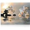 Dazzlewall Arte Murale Floreale Zen per Spa, Poster Pietre in Equilibrio e Orchidea in Acqua per Bagno, Camera da Letto o Sala Meditazione, 12x16 Pollici senza Cornice