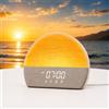 eSynic 2 in 1 Sveglia ad Alba con 30 Suoni Rilassanti - Display Dimmerabile, Luce Notturna e Volume Regolabili, Timer e Snooze, Design Semi-Circolare, Sunrise Alarm Clock da Comodino con Spina