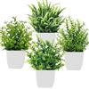 Bafenli 4 Pezzi Mini Piante Artificiali Verde Plastica Pianta Finta in Vaso per Casa Bagno Ufficio Tavolo Decorazione