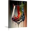 LIFKNVN Quadro su tela moderno astratto con bicchiere di vino, poster verticale con schizzi di liquido colorato, decorazione da parete per camera da letto (70x100 cm/senza cornice)