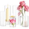 Flearitzo Portacandele Vetro Vaso Candele Galleggianti - Vasi Cilindrici in Vetro per Fiori - Portacandele a Uragano per Centrotavola Decorative Cilindrico Candelabro(10/15/20cm)