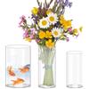 VEGOATY 3 vasi alti in vetro trasparente, cilindri con fondo, ampia apertura, vaso di vetro borosilicato, ideale per decorare la tavola, candele, tulipani, rose, ecc