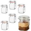 Paluplus 6 Barattoli in Vetro Quadrati con Coperchio da 100 ml, Misura 7x5x8 cm, Vasetto vuoto con Chiusura a Clip Ermetica, per Marmellate, Spezie, Bomboniere, Guarnizione Colori Assortiti -358C -2,5