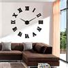 Beisite Grandi orologi da parete moderni DIY Adesivo con superficie a specchio 3D Home Decor Art Orologio da parete gigante con numeri romani Grande orologio (Nero, 27)