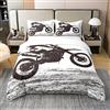 Loussiesd Set copripiumino 100% cotone, per sport estremi, per motocross, colore nero e bianco, per letto singolo, 1 pannello