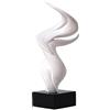 HAUCOZE Astratta Scultura Statua Moderna Decorazione Soprammobili 41cm | Bianco Resina Ornamento con Nera Base Artigianale Arte Figurina Compleanno Festiva Regalo per Mensole Scrivania