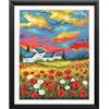 FREEBLOSS Kit per punto croce su tela prestampata da 11 ct, motivo paesaggi floreali, kit per pittura da parete, ricamo ad ago, per principianti e adulti, 40 x 50 cm