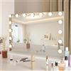 YU YUSING Specchio Trucco con Luci Hollywood, Specchio 15/18 Lampadine | Specchio Led Trucco con porta USB e Type C, 3 Colori, Luminosità Regolabile, Specchio da Tavolo, 10X, Controllo Touch, Bianco