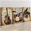 TROYSINC Set di 3 poster vintage con chitarra, pianoforte, sassofono e batteria, paesaggio, decorazione da parete per soggiorno, decorazione da parete per soggiorno/stanza musica, senza cornice (B, 40
