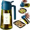 TrendPlain Spruzzino Olio per Friggitrice Aria 470ml, Dosatore Olio 2 in 1, Oliera Spray per Cucina, Insalata e Aceto, Accessori Cucina con Etichette e Protezione dalla Luce - Blu Navy