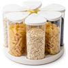 Qnbonrich Dispenser per cereali girevole a 360° con coperchio e piano da | 6 barattoli trasparenti da 650 ml per cereali, noci, farina d'avena e cereali, perfetti per la cucina