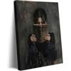 LZJAGXX Quadro da parete Dark Academia con donna gotica vittoriana che legge, decorazione murale, dipinto di ragazza malinconica, estetica (70x100 cm/senza cornice)