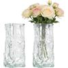 Alyxen Set di 2 Vaso Mini in Vetro con Effetto Ghiaccio e Pietra 16,5cm,Moderni e Minimalisti - Decorazione da Tavolo per Soggiorno e Ufficio - Idea Regalo per Matrimonio, Festa di Inaugurazione Casa