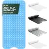 Zuvo Tappetino da bagno antiscivolo con anti muffa e potente qualità di aspirazione, extra lungo, 100 x 40 cm, colore grigio, lavabile in lavatrice, antiscivolo, ideale per vasche da bagno per anziani e