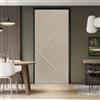 Generic Adesivi in legno nordico per porta, 80 x 210 cm, motivo geometrico minimalista, a righe, quadrati, decorazione per porta in PVC, per camera da letto, soggiorno, casa, ufficio, beige, carta da parati