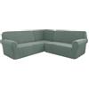 Yokqexz Copridivano A Forma di L - Copridivano Angolare A 5 Posti for Divano Componibile/Divano, Copridivano Lavabile in Pile con Griglia di Mais Ispessita for Soggiorno(Green,5-Seater)