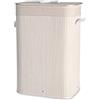 H&H 7101101 Portabiancheria Rettangolare, bambù, Bianco, cm 40 x 30 x 60 H