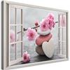Feeby Tela immagini Fiori di finestra Zen Spa 60x40 cm 1 parti Quadro Foto d'Arte Qualita Fotografica Stampa D'Arte Camera Da Letto Cuore Amore Feng Shui rosa