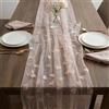 SERYUUT Runner da Tavola con Cuori Floccati - Runner in Tulle Rosa e Bianco 3m, Decorazione Romantica per Matrimonio, San Valentino, Compleanno, Tessuto Morbido Traspirante e Riutilizzabile