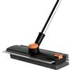 CHIRISEN Spazzolone per Pavimenti, CHIRISEN 3 in 1 Spazzolone Pavimento con Spazzola Setole Rigide, Tiraacqua Pavimenti, Raccoglitore Peli, Pulizia di Terrazze, Bagni, Piscine, Cucine, Pareti(Nero)
