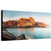WALLAZZ Quadri Moderni Soggiorno Liguria - Genova, Sanremo, Alassio, Rapallo, Santa Margherita - 100% Made in Italy - Stampa HD su Tela Canvas - Quadro Camera da Letto - Qualità Artigianale - 60x120cm