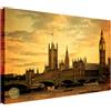 Wallazz Quadri Moderni Soggiorno Londra, Big Ben, Telephone, Skyline - 100% Made in Italy - Stampa HD su Tela Canvas - Quadro Camera da Letto - Qualità Artigianale - 50x100cm