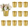 NUPTIO Piccoli Fiori Vasi, 13cm Alti, Metallo Zincato Vasi, 12 Pezzi | Oro Centrotavola per Composizioni Fiori, Piante, per Balcone, Soggiorno, Cucina, Salotto, Tavola, Feste, Natale, Matrimoni