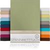 BEAUTEX Lenzuolo con angoli elasticizzati in cotone, tessuto jersey di alta qualità, 160 g/m², dimensioni e colore a scelta (standard - 160 x 200 x 30 cm, verde oliva)