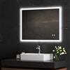 HOROW Specchio da bagno a LED con illuminazione con luce e spegnimento, dimmerabile, orizzontale/verticale, 70 x 90 cm, con interruttore touch
